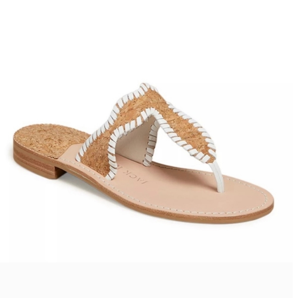 Jack Rogers Jackie Cork Leather Thong Sandal Size 10
